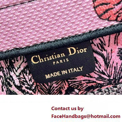 Dior Small Book Tote Bag in Multicolor Toile de Jouy Voyage Embroidery Pink