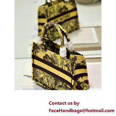 Dior Small Book Tote Bag in Multicolor Toile de Jouy Voyage Embroidery Yellow