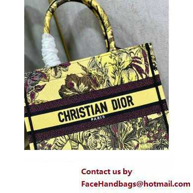 Dior Small Book Tote Bag in Multicolor Toile de Jouy Voyage Embroidery Yellow