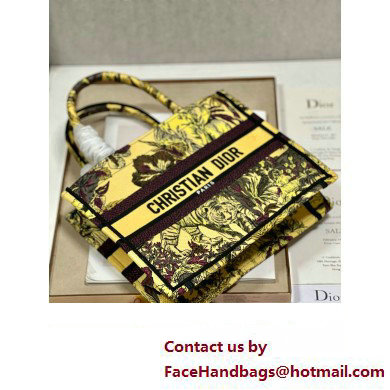 Dior Small Book Tote Bag in Multicolor Toile de Jouy Voyage Embroidery Yellow