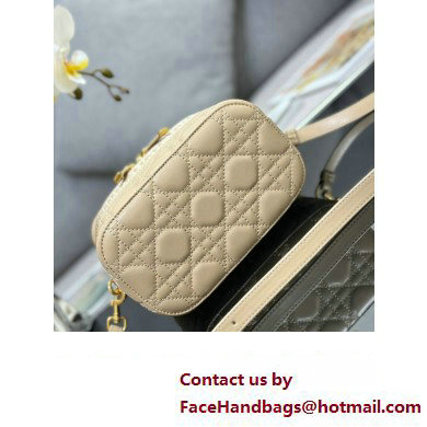 Dior Small Diortravel Vanity Case Bag in Cannage Lambskin Beige 2023