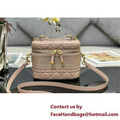 Dior Small Diortravel Vanity Case Bag in Cannage Lambskin nude 2023 - Click Image to Close