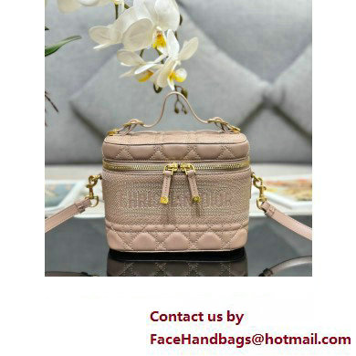 Dior Small Diortravel Vanity Case Bag in Cannage Lambskin nude 2023