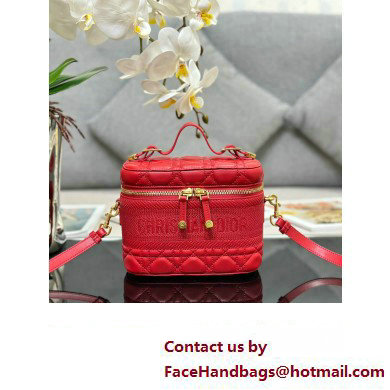 Dior Small Diortravel Vanity Case Bag in Cannage Lambskin red 2023