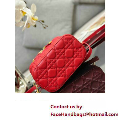 Dior Small Diortravel Vanity Case Bag in Cannage Lambskin red 2023