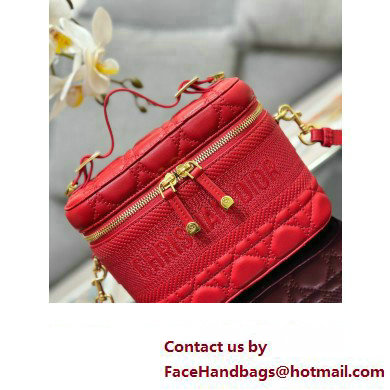 Dior Small Diortravel Vanity Case Bag in Cannage Lambskin red 2023