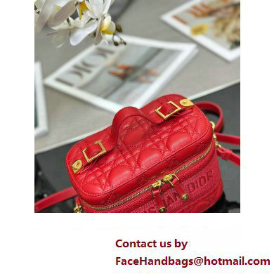 Dior Small Diortravel Vanity Case Bag in Cannage Lambskin red 2023