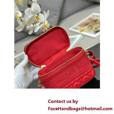 Dior Small Diortravel Vanity Case Bag in Cannage Lambskin red 2023