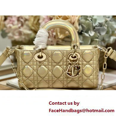Dior Small Lady D-Joy Bag in Iridescent and Cannage Lambskin Gold