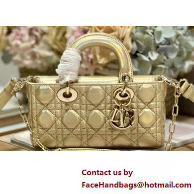 Dior Small Lady D-Joy Bag in Iridescent and Cannage Lambskin Gold - Click Image to Close