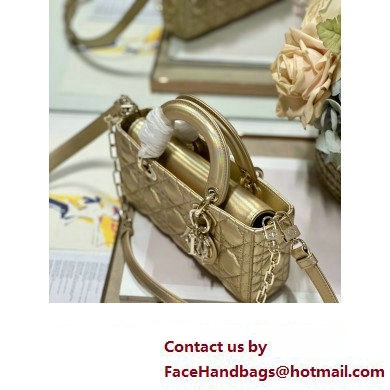 Dior Small Lady D-Joy Bag in Iridescent and Cannage Lambskin Gold