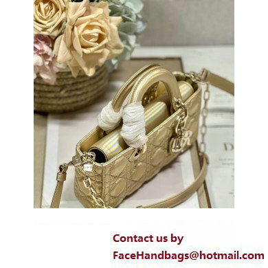 Dior Small Lady D-Joy Bag in Iridescent and Cannage Lambskin Gold