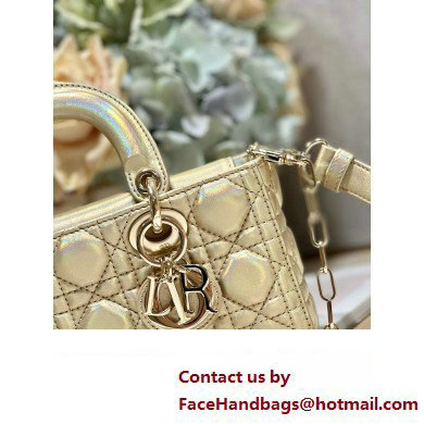 Dior Small Lady D-Joy Bag in Iridescent and Cannage Lambskin Gold