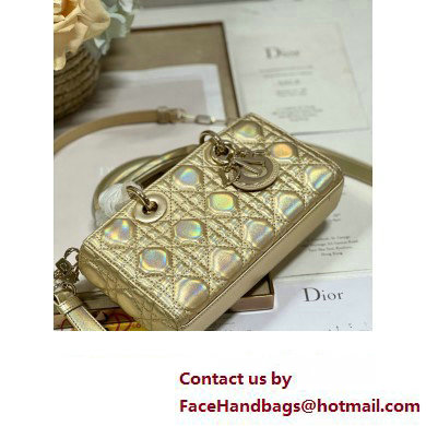 Dior Small Lady D-Joy Bag in Iridescent and Cannage Lambskin Gold