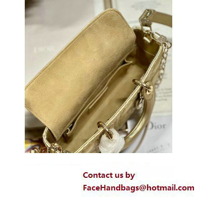 Dior Small Lady D-Joy Bag in Iridescent and Cannage Lambskin Gold