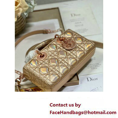 Dior Small Lady D-Joy Bag in Iridescent and Cannage Lambskin Pink Gold