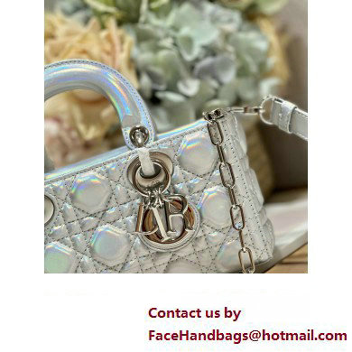 Dior Small Lady D-Joy Bag in Iridescent and Cannage Lambskin Silver