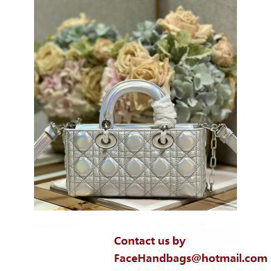 Dior Small Lady D-Joy Bag in Iridescent and Cannage Lambskin Silver