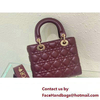 Dior Small Lady Dior My ABCDior Bag in burgundy Cannage Lambskin 2023