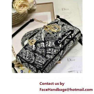 Dior black and white Plan de Paris printed medium d-joy bag 2023