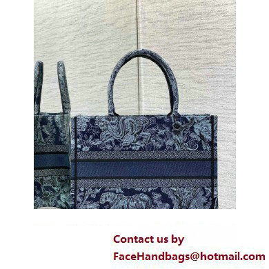 Dior medium Book Tote Bag in Denim Blue Toile de Jouy Embroidery 2023