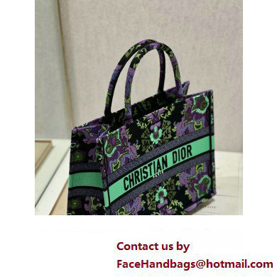 Dior medium Book Tote Bag in Multicolor Dior Indian Purple Embroidery 2023 - Click Image to Close