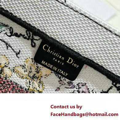 Dior medium Book Tote Bag in White Multicolor Florilegio Embroidery 2023