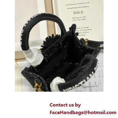 Dior mini Book Tote phone Bag in black D-Lace Embroidery with 3D Macrame Effect 2023