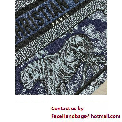 Dior small Book Tote Bag in Denim Blue Toile de Jouy Embroidery 2023