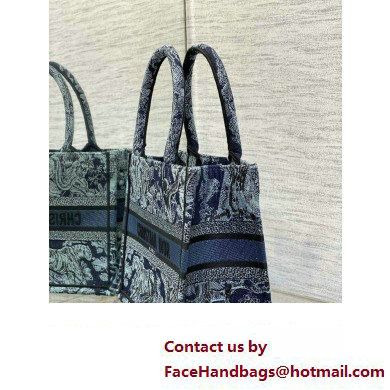 Dior small Book Tote Bag in Denim Blue Toile de Jouy Embroidery 2023