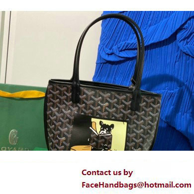 Goyard Hulot Print Anjou Reversible Mini Tote Bag Black