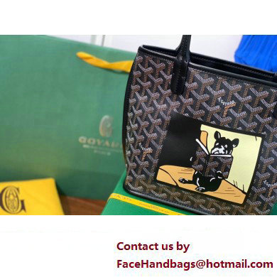 Goyard Hulot Print Anjou Reversible Mini Tote Bag Black