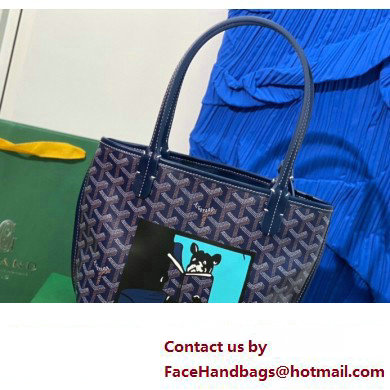 Goyard Hulot Print Anjou Reversible Mini Tote Bag Dark Blue