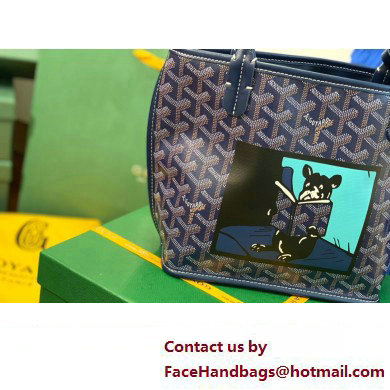 Goyard Hulot Print Anjou Reversible Mini Tote Bag Dark Blue