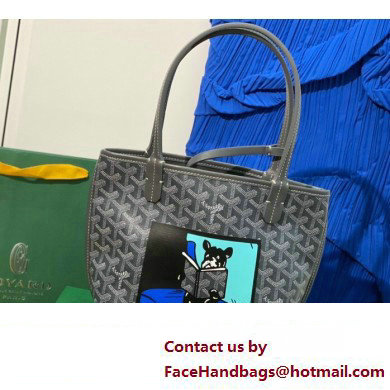 Goyard Hulot Print Anjou Reversible Mini Tote Bag Gray