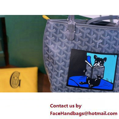 Goyard Hulot Print Anjou Reversible Mini Tote Bag Gray