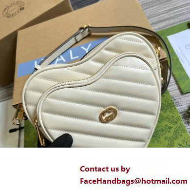 Gucci Interlocking G mini heart shoulder bag 751628 White 2023