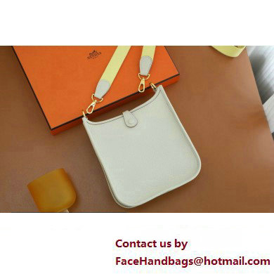 Hermes III TPM Evelyne Bag In Original Togo Leather with silver Hardware craie(Full Handmade)