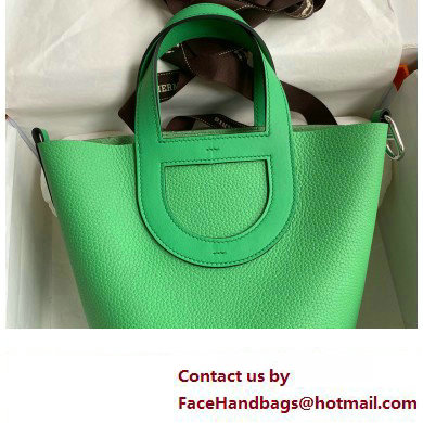 Hermes In-The-Loop Tote Bag In Original taurillon clemence Leather Green with Silver Hardware (Full Handmade Quality)