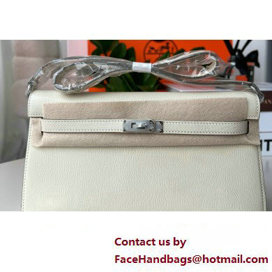 Hermes Kelly Elan Bag In Original Mysore Leather White 2023(Full Handmade)