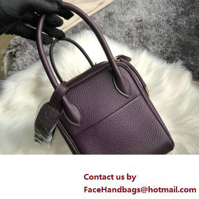 Hermes Lindy 26cm Bag in original taurillon clemence leather raisin(handmade)