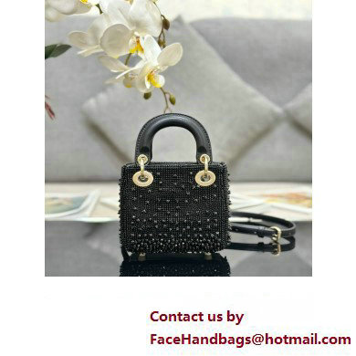 Lady Dior Micro Bag Black in Satin with Gradient Bead Embroidery