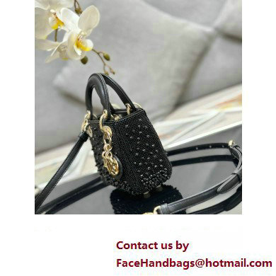 Lady Dior Micro Bag Black in Satin with Gradient Bead Embroidery