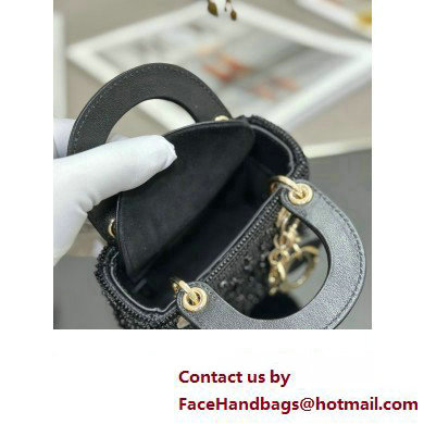 Lady Dior Micro Bag Black in Satin with Gradient Bead Embroidery