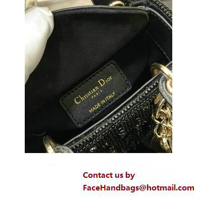 Lady Dior Micro Bag Black in Satin with Gradient Bead Embroidery