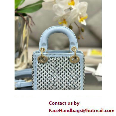 Lady Dior Micro Bag Blue In Embroidered With Sequins and Beads