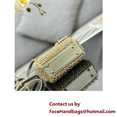 Lady Dior Micro Bag Gold in Satin with Gradient Bead Embroidery