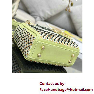 Lady Dior Micro Bag Green In Embroidered With Sequins and Beads