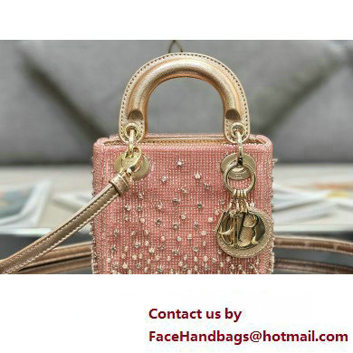 Lady Dior Micro Bag Pink in Satin with Gradient Bead Embroidery