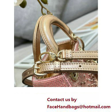 Lady Dior Micro Bag Pink in Satin with Gradient Bead Embroidery